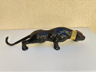 28” Black Mosaic Panther Statue with Sparkling Colla