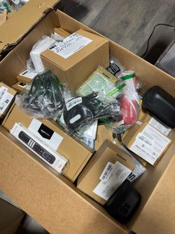 Electronics Liquidation Bulk Deal Bundle Box Lot: (cables, hdmi wires, tv remotes, laptop chargers)