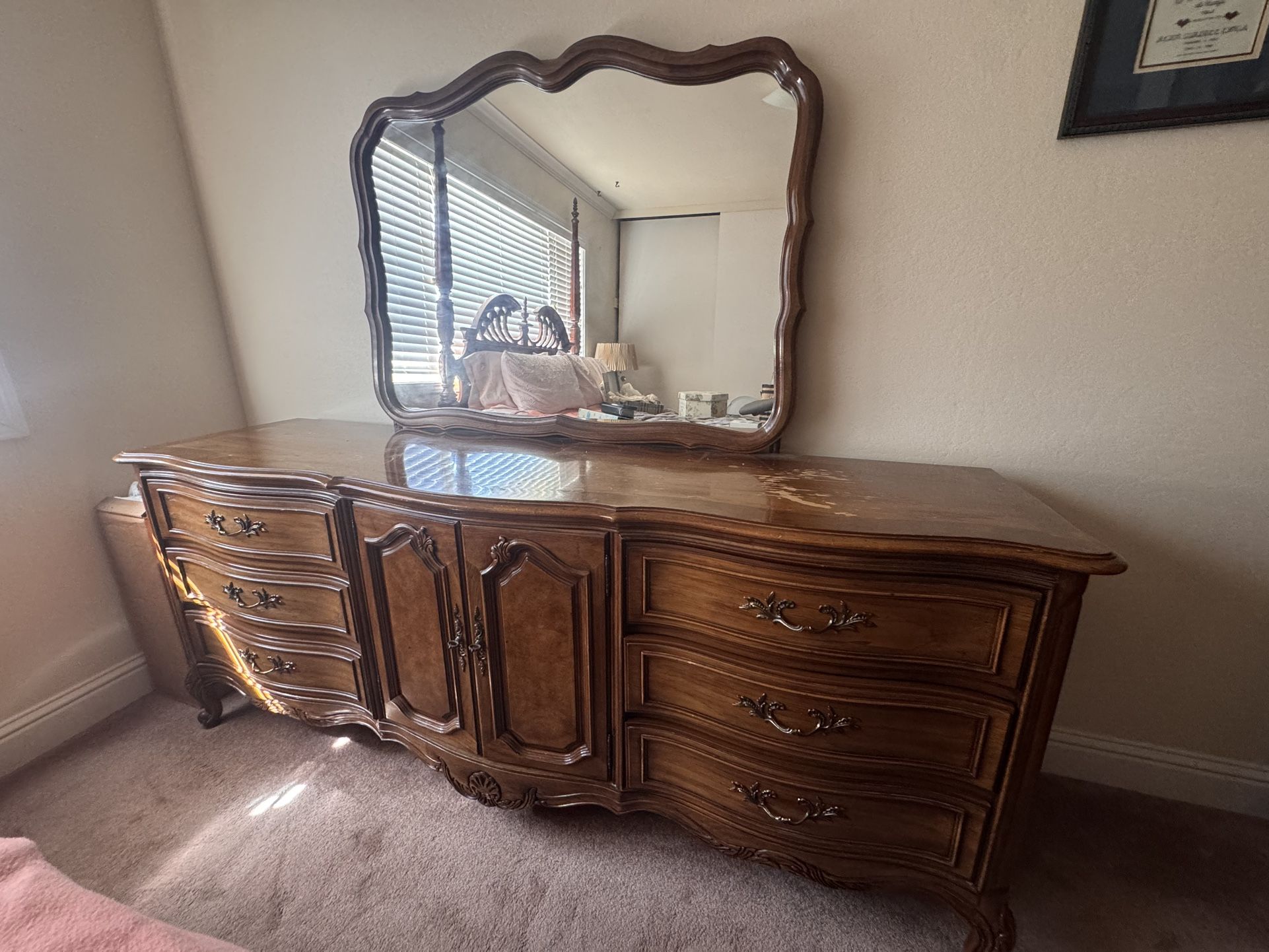 Thomasville French Provincial triple dresser with mirror