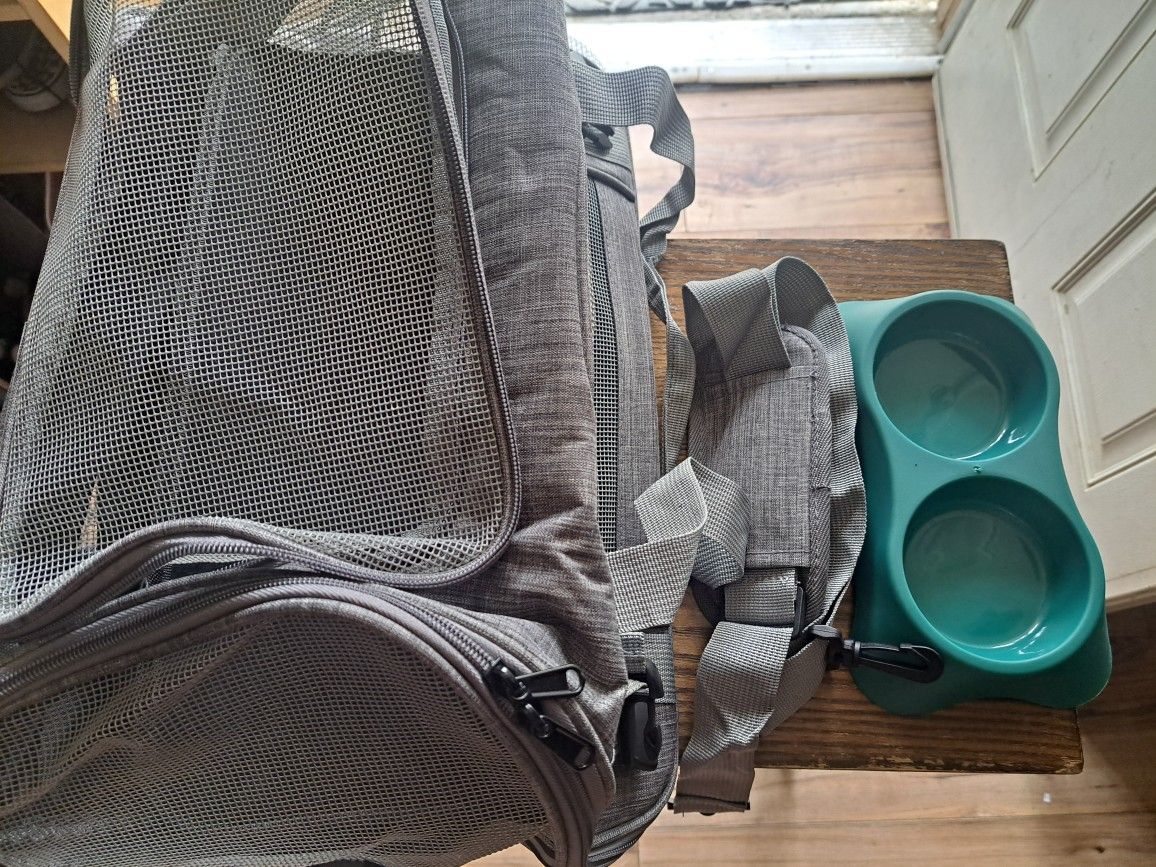 Pet Carrier W/ Travel Bowl
