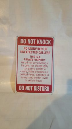Do Not Knock Do Not Disturb Sign Red Warning Metal Tin Signs Home Door Wall Decor Sign Gift Size 8 X 12 Inch The product is a red warning metal tin si