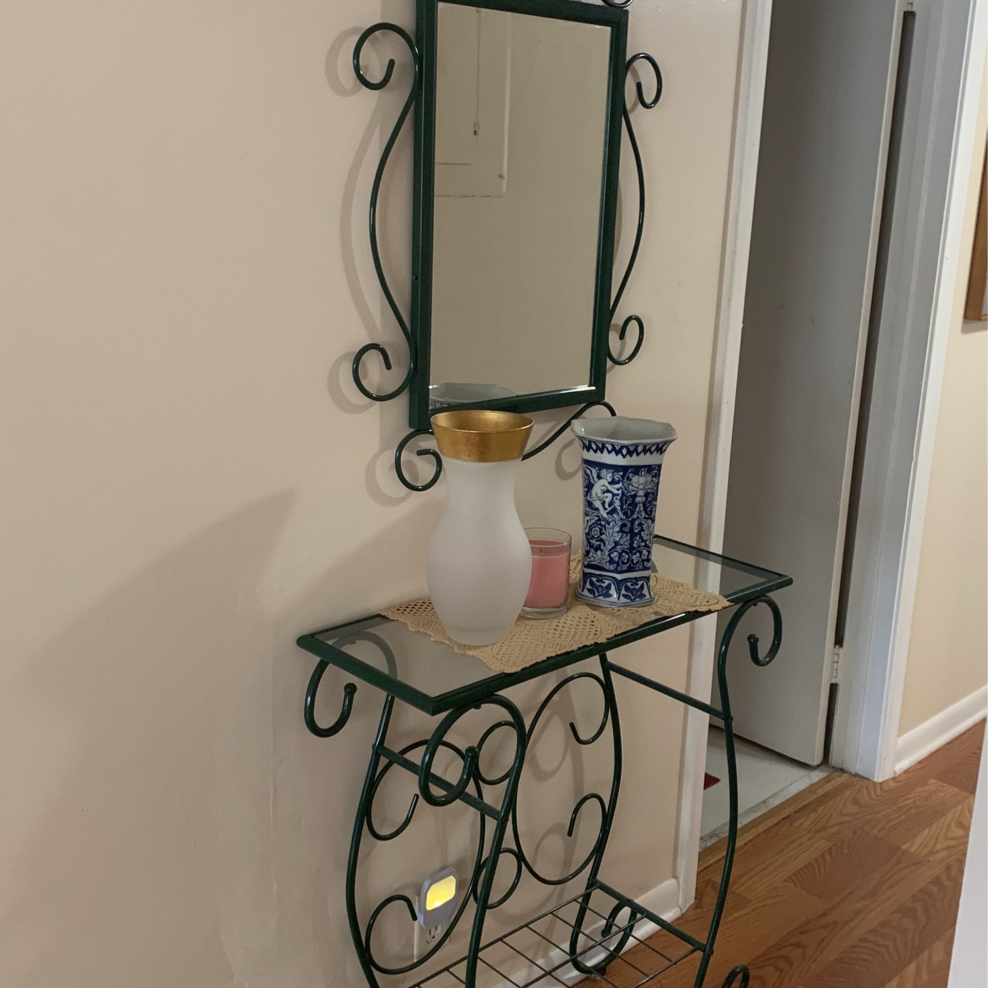 Shelf And Mirror In Green