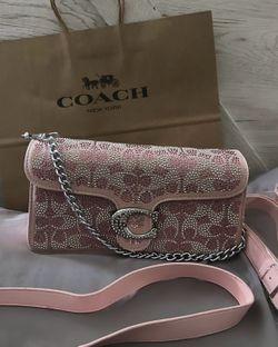 Pink Coach Tabby Shoulder Bag 26 w/ Crystal Beading