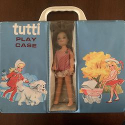 Vintage 1965 Tutti Brunette Barbie Doll With Her Original Case!