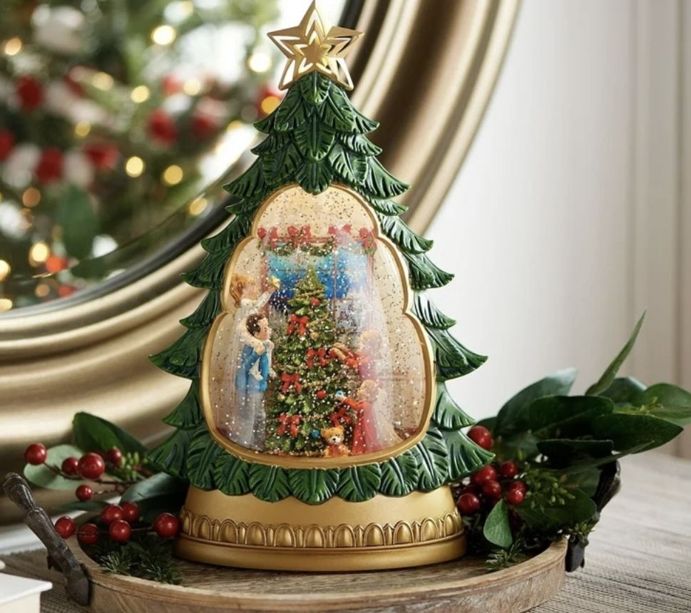 Beautiful Light Up Christmas Tree 3D Scene Inside w/ Moving Glitter Snow!!