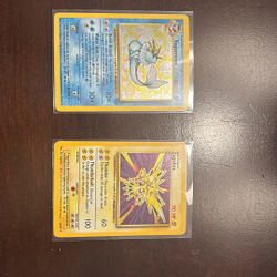 Pokemon Base Set Zapdos And Jungle Vaporeon 