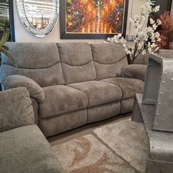 Cushioned Reclining Sofa Set