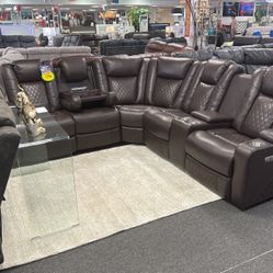 Special Offer Now👍Beautiful Chocolate Power Reclining Sofa Sectional Available 50% Off Now For Only $1799‼️