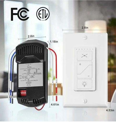 Universal 3 Speed Ceiling Fan Light Switch Control Kit,