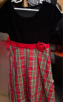 Girls Holiday Dress Black Velvet Plaid Skirt