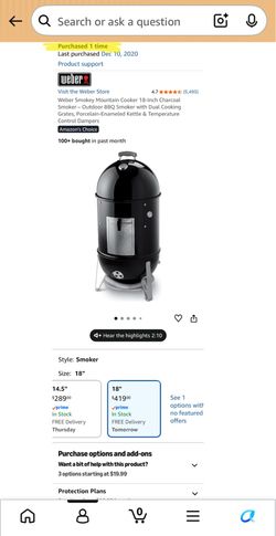Weber Smoker (Smokey mountain cooker)