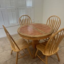 Wooden Tiled Kitchen Table Free With Chairs