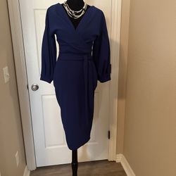 Navy blue wrap dress