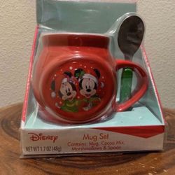 MICKEY & MINNIE MUG w/ SPOON SET