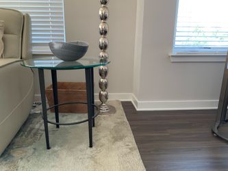 Glass and metal side table