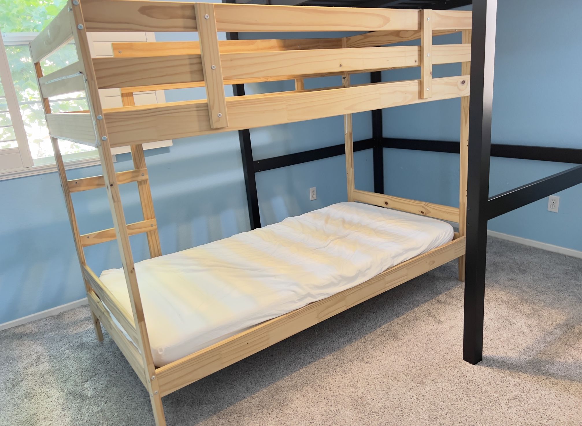 IKEA Mydal Bunk Bed With 2 Meistervik Twin Firm Mattresses 