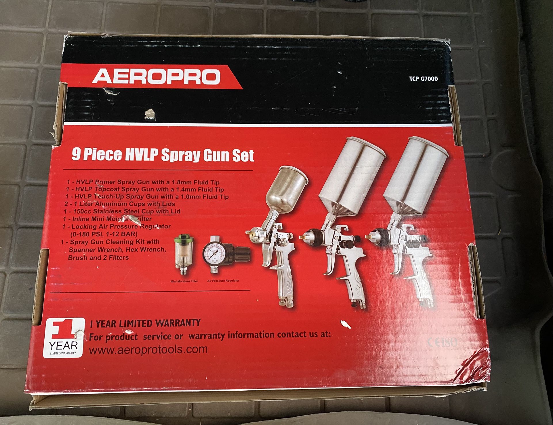 Aeropro 9 Piece HVLP Spray Gun Set TCP G7000