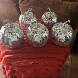 Mirror Disco Ball Pumpkin Decorations – Set of 6