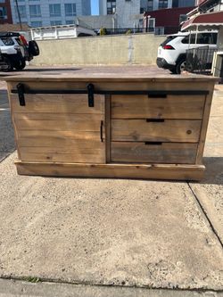 Rustic Wood Sliding Barn Door Media Console