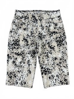 Nine West Abstract Print Beige and Black Bermuda Skimmer Shorts Casual