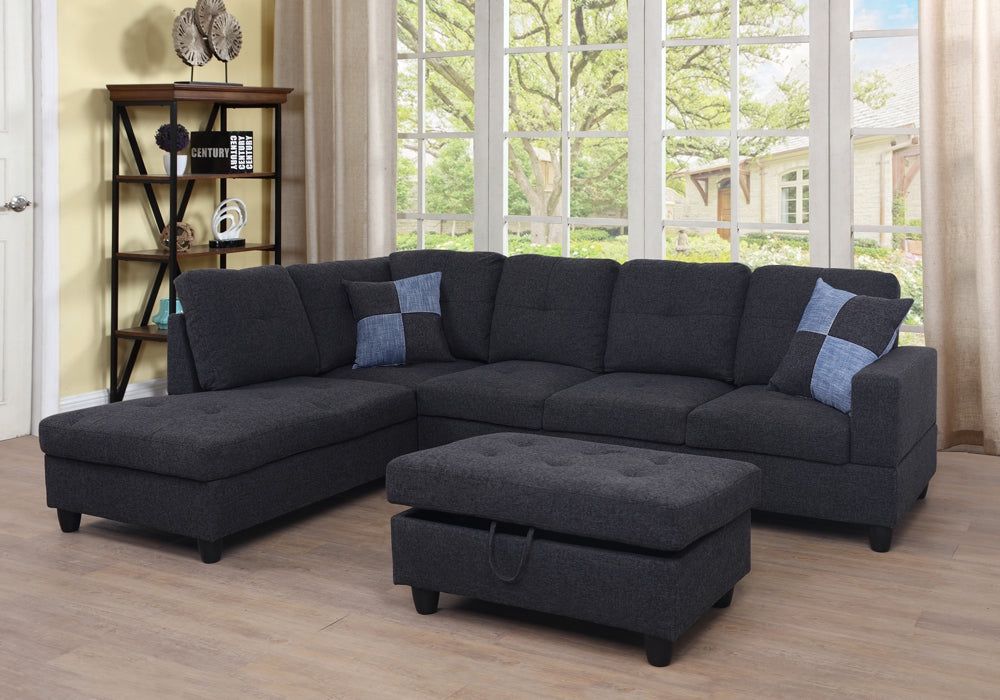 Fabric Sectional Couch W/ Ottoman 