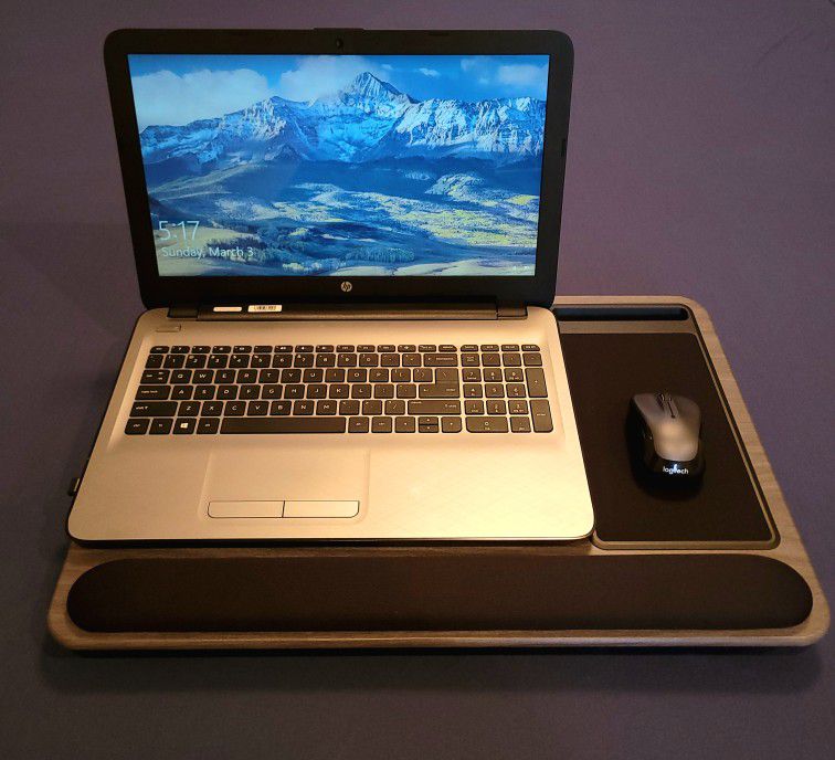 HP HQ-TRE Touchscreen Laptop, Mobile Desk, And Wireless Mouse