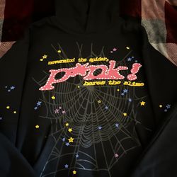 PINK SP5DER Hoodie, Black&Pink, large