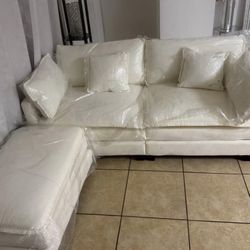 White Sofa + Ottoman. Price Including Delivery