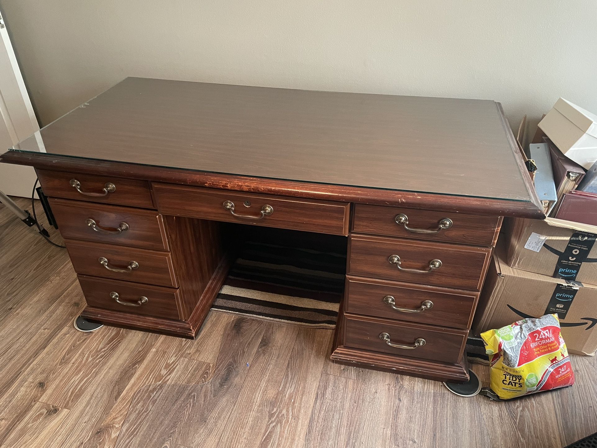 Desks - Two Glass Top Wooden