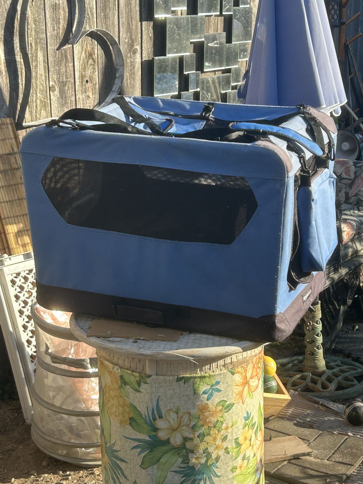 Blue Portable Sturdy Collapsible Dog 🐕 Carrier In Good Cond