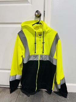 FILA Men's High Visibility Hoodie, Medium - Safety Yellow & Black