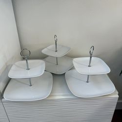 Two tier serving tray set of 3