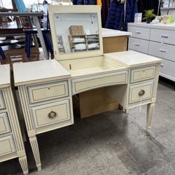 Vintage French Provincial Style Vanity Desk with Mirror