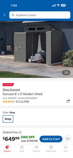 Suncast 6' x 5' Modern Shed