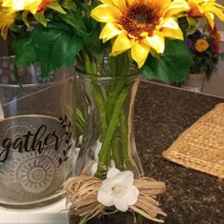 Sunflowers In Glass Vase