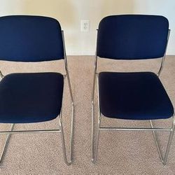 Fabric Foam Stackable Steel Chairs Blue Color