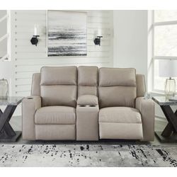 Beige Manual Reclining Loveseat