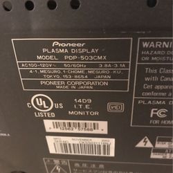 Pioneer 50” TV WITH BUILT IN CAMERA SYSTEM 