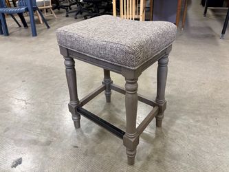 Grey Farmhouse Style Backless Barstool with Heathered Grey Brown Seat