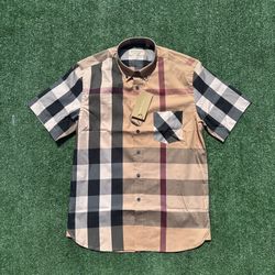 • Burberry Check Stretch Cotton Poplin Shirt