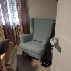 Grey Wingback And IKEA Chair