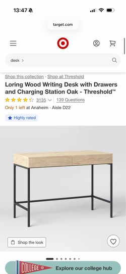 Modern Oak Writing Desk with Drawers + Charging Station (Chair Optional)