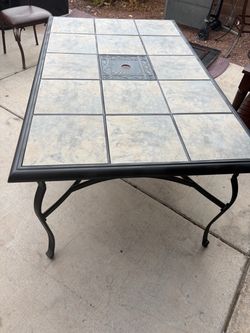 Outdoor Patio Dining Table with Tile Top
