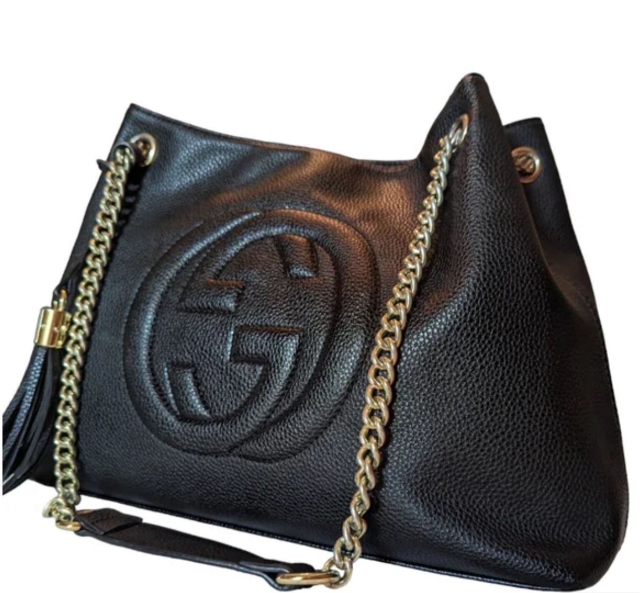 Gucci Soho Chained Shoulder Bag with Tassel – Black – Like New