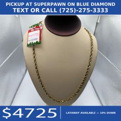 14K Yellow Gold Rope Chain Necklace (54g) ( Ask for David )