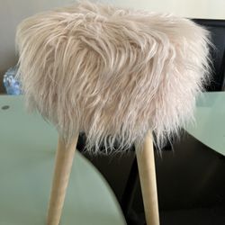 Pink Faux Fur Stool