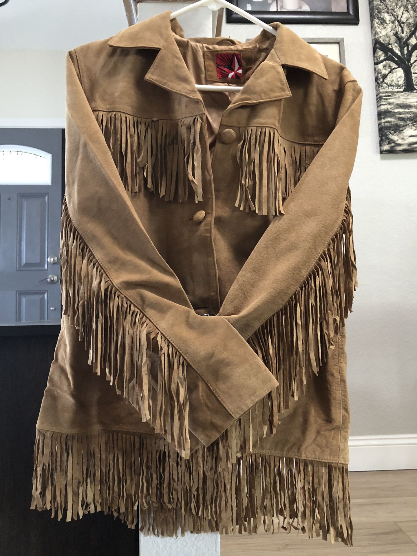 Ladies Leather Fringed Jacket