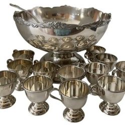 Vintage Silver Punch Bowl Set