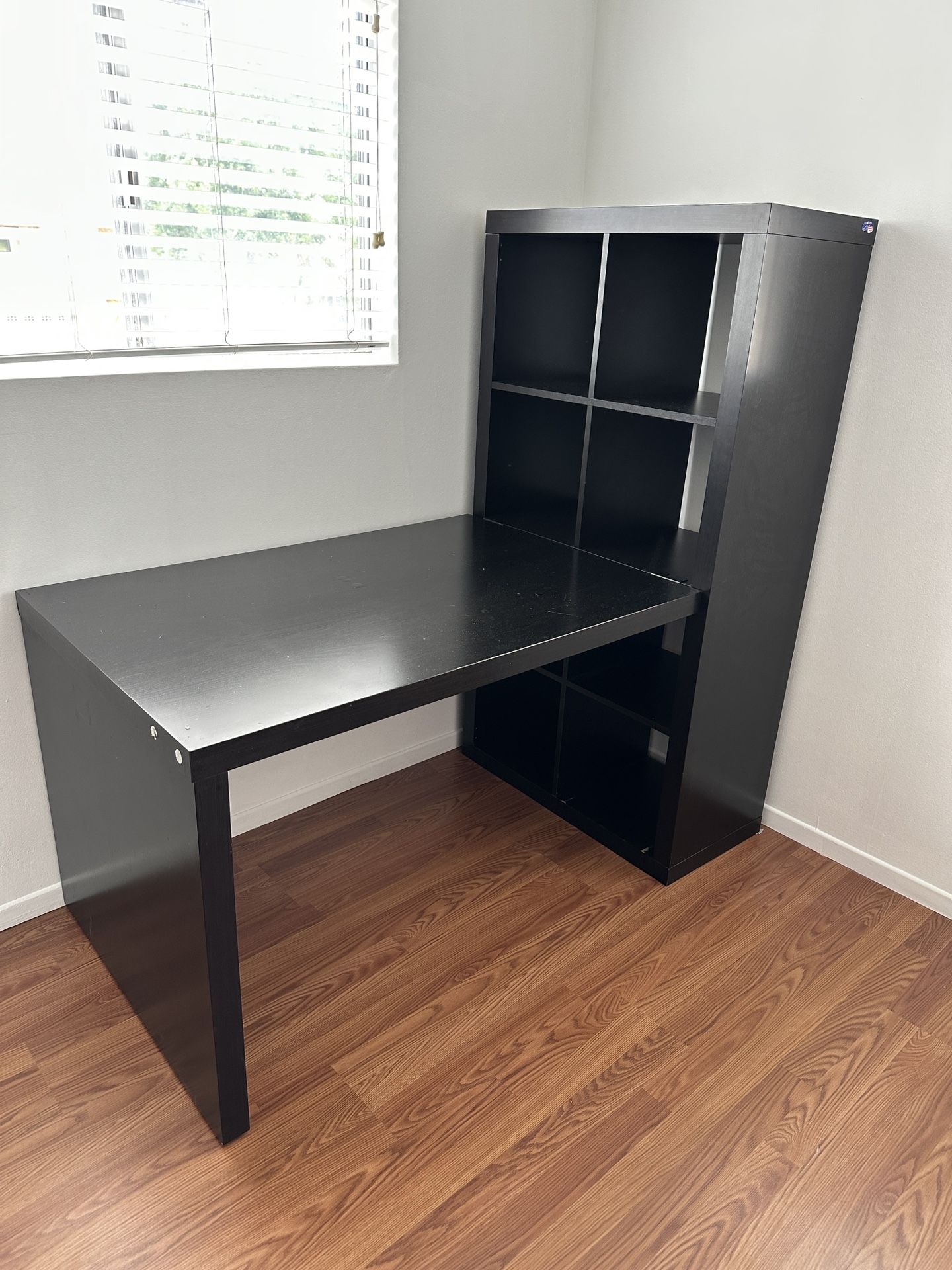 ikea desk w/ 6 cubes and office chair