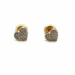 Woman’s Ladies 10k Yellow Gold Diamond Heart .10 CTW Screwback Stud Earrings GP3119954